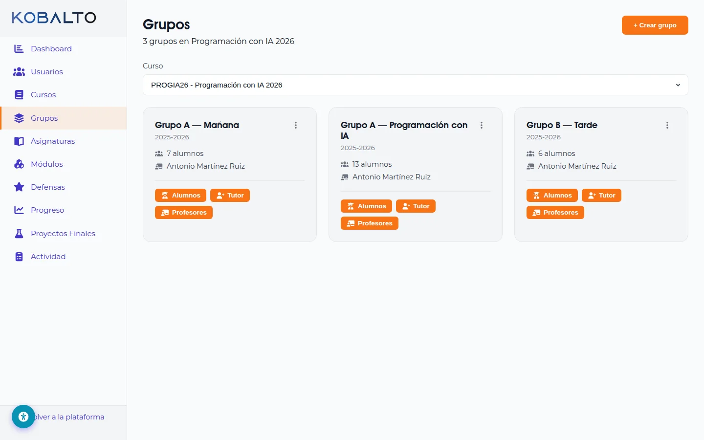 Gestión de grupos