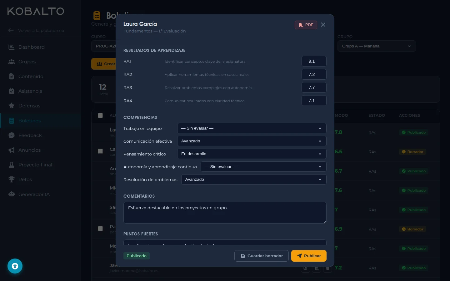 Editor de boletines