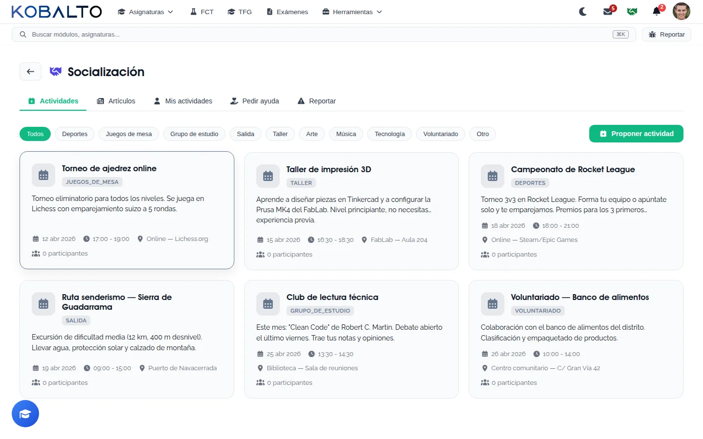 Espacio de socialización entre alumnos