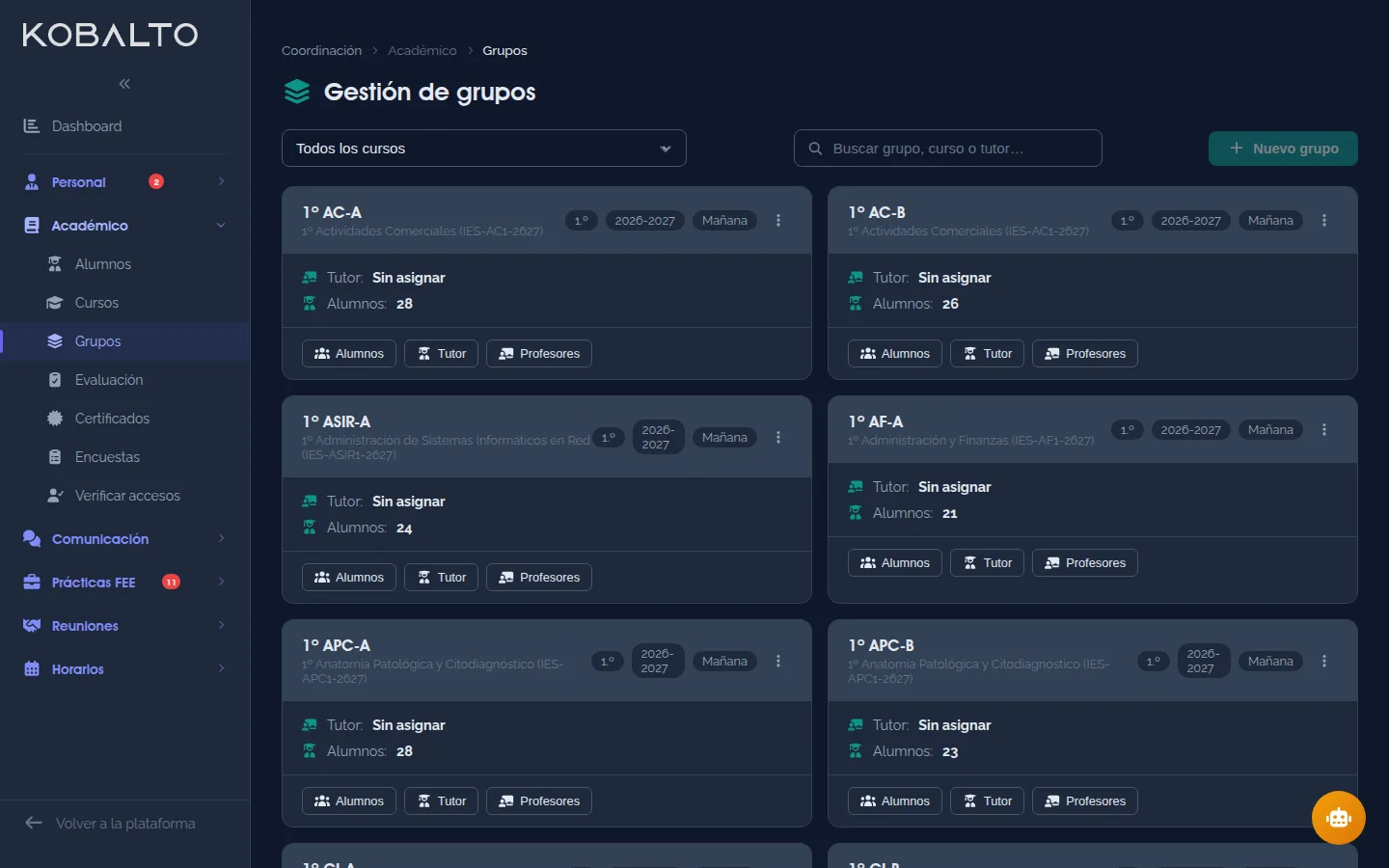 Gestión de grupos