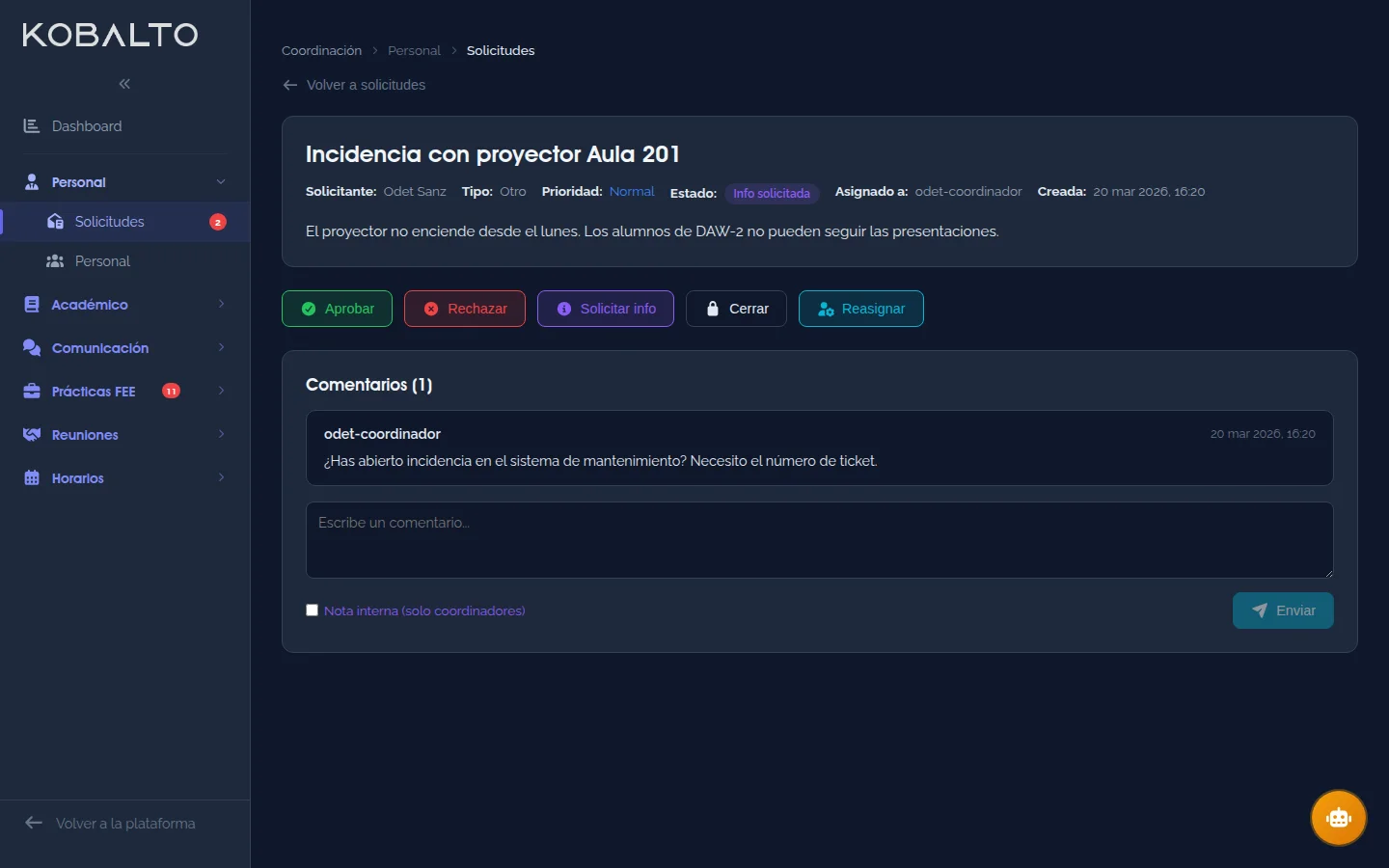 Detalle de solicitud