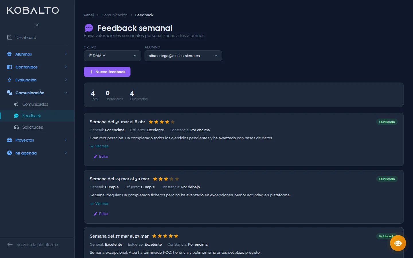 Feedback al alumno
