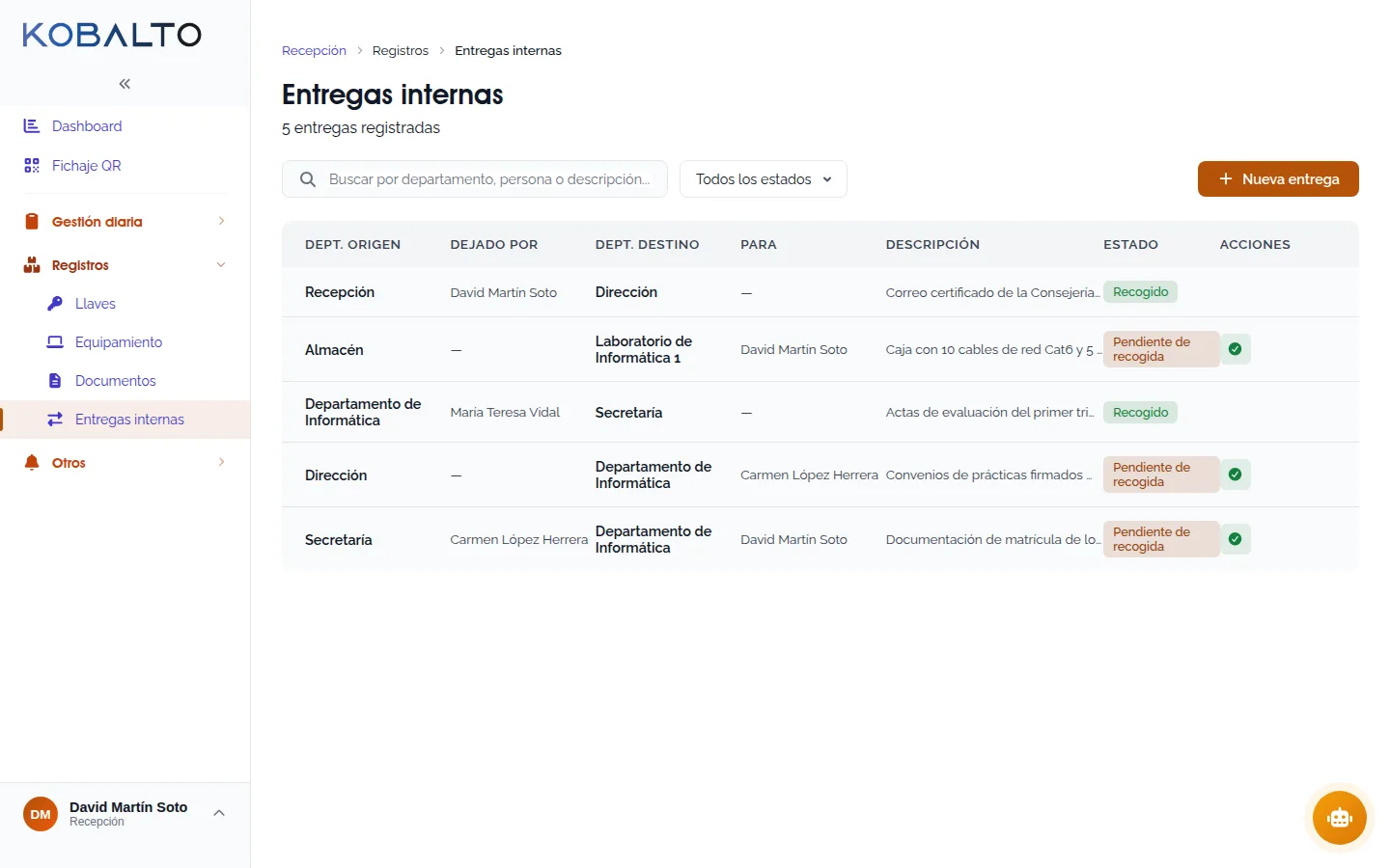 Entregas y paquetería