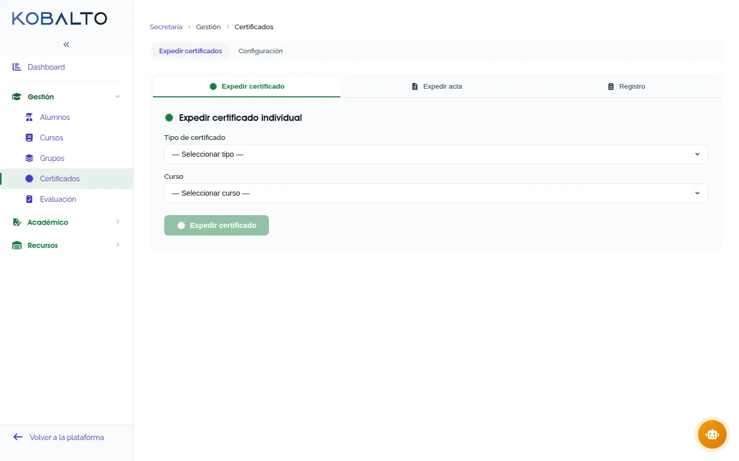 Certificados oficiales