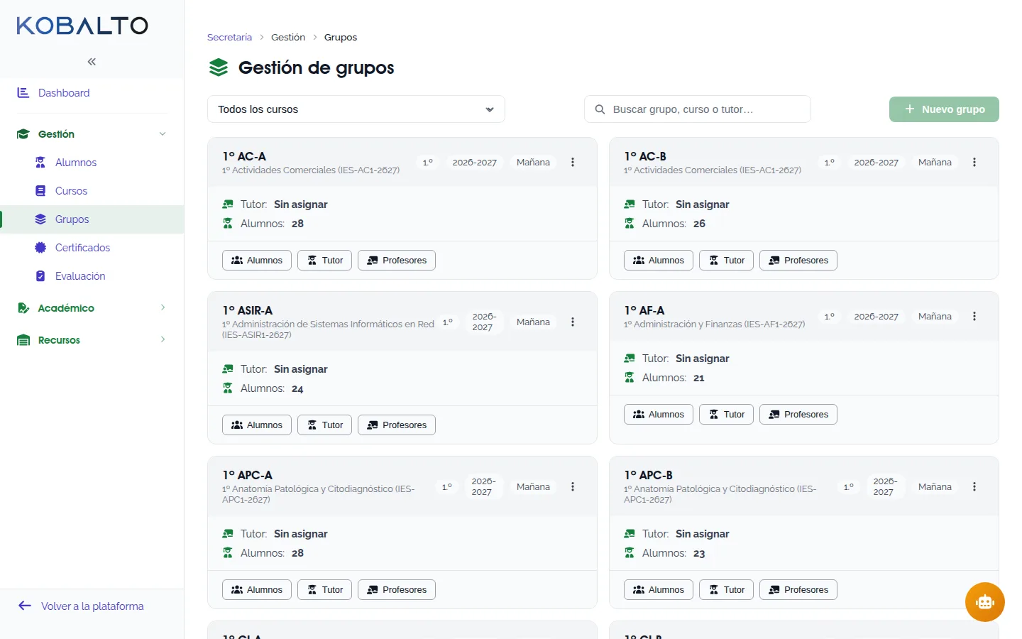 Gestión de grupos